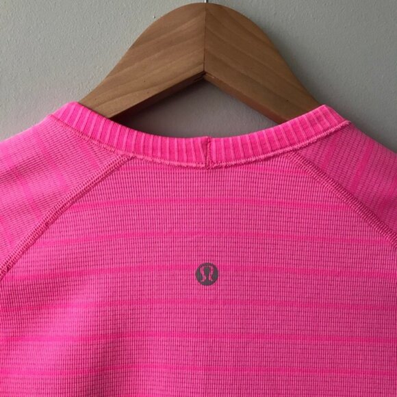 Lululemon Long Sleeve Run Swiftly Tech in Heathered Raspberry Stripe - Picture 4 of 8